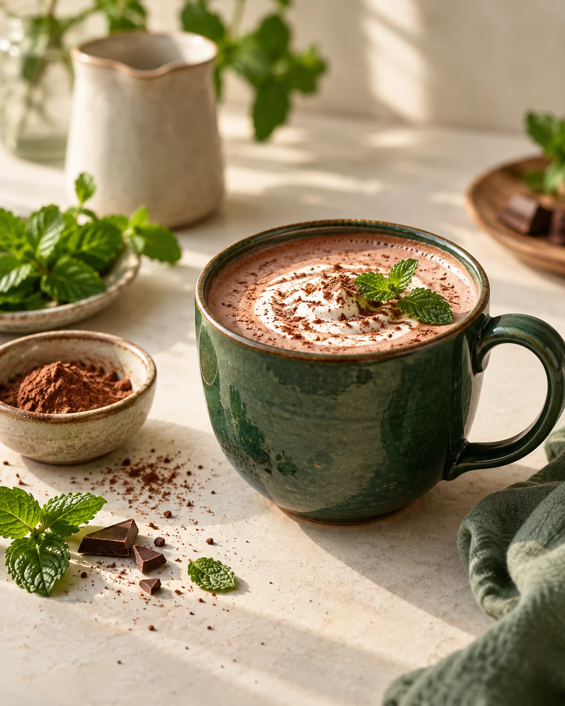 Chocolate peppermint tea latte