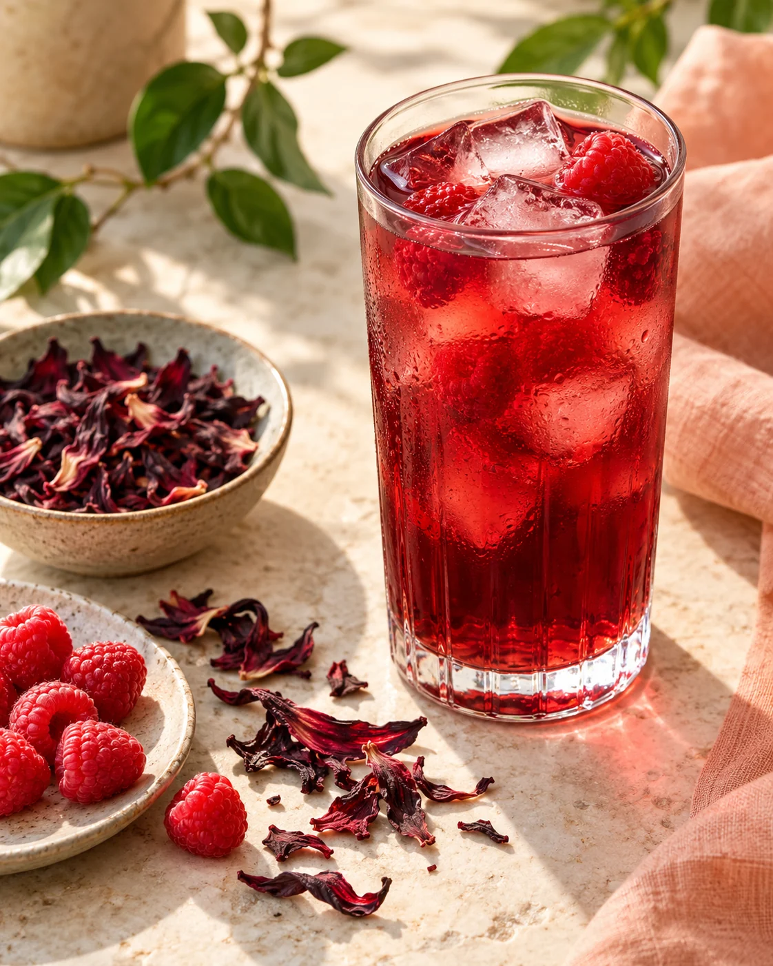Raspberry hibiscus iced tea